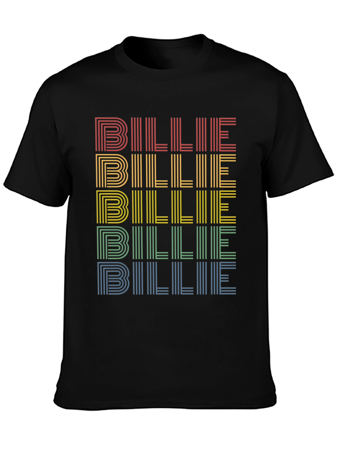 Retro Billie T-Shirt - Rainbow Stacked Design
