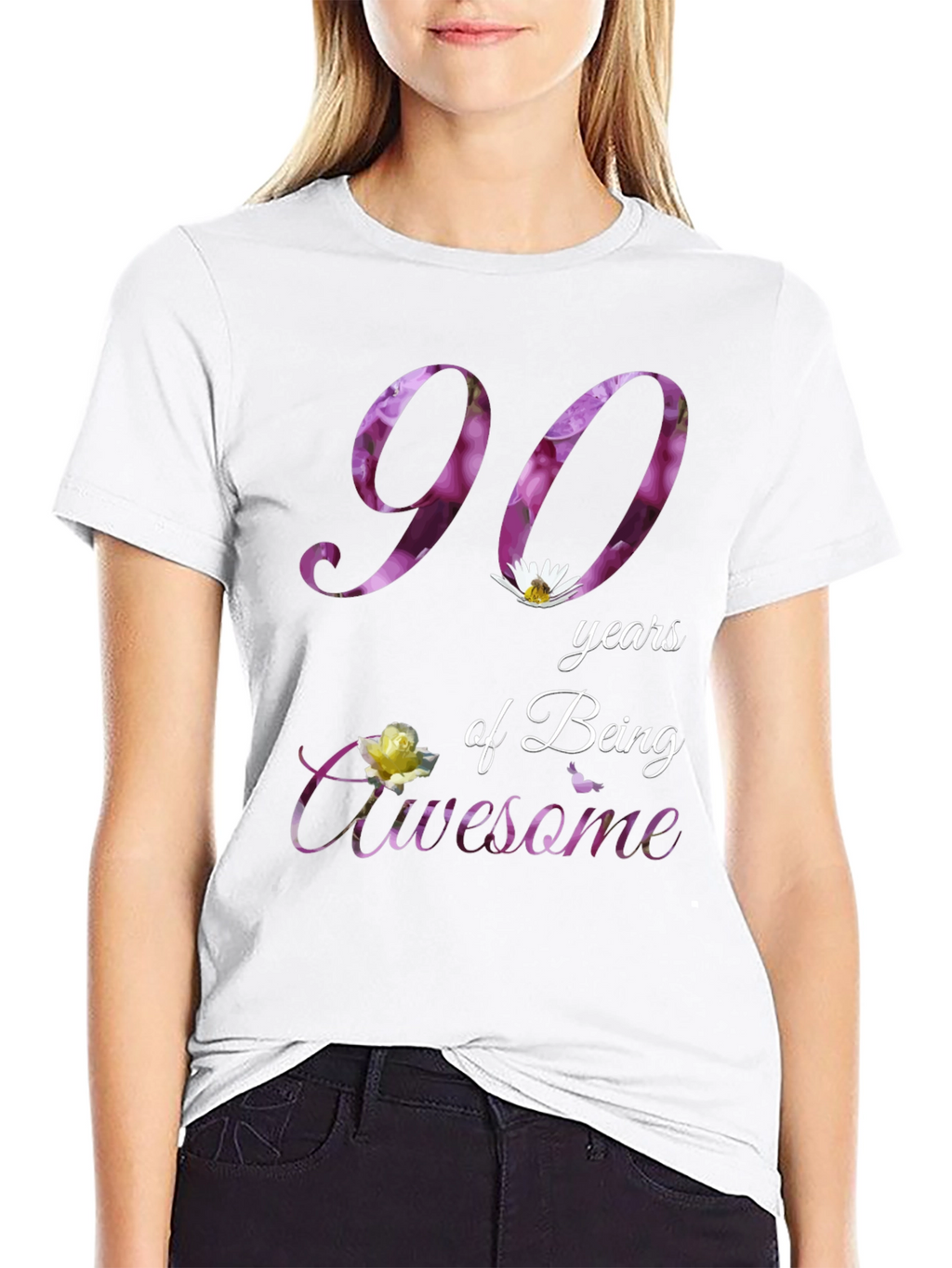 90 Years of Being Awesome Floral T-Shirt