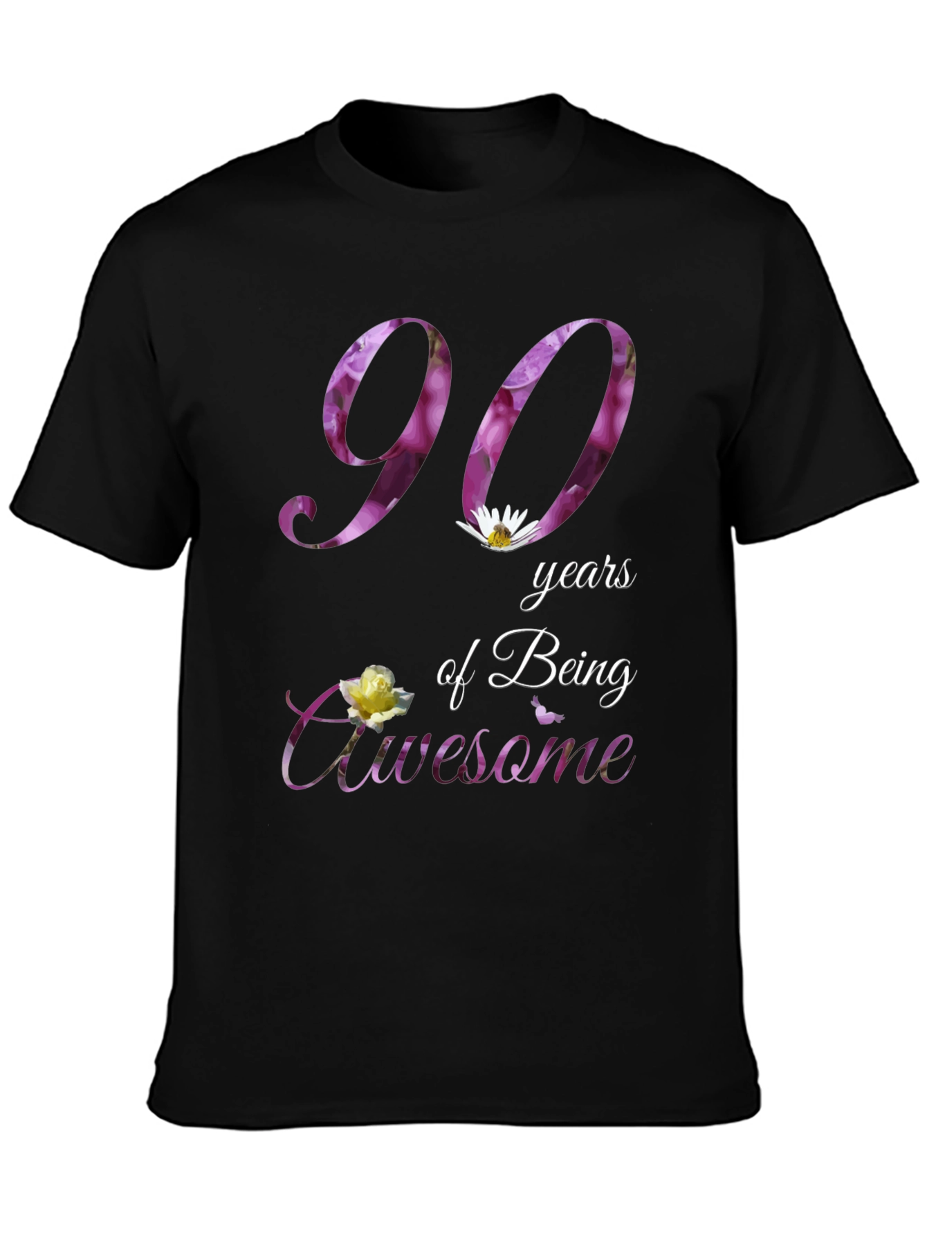 90 Years of Being Awesome Floral T-Shirt