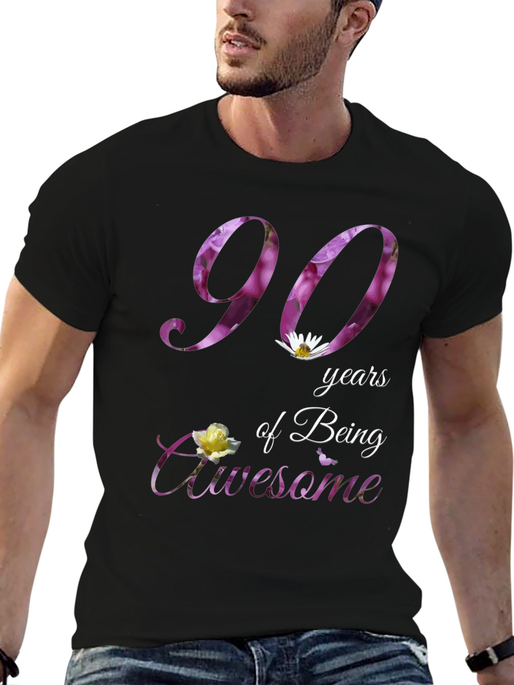 90 Years of Being Awesome Floral T-Shirt