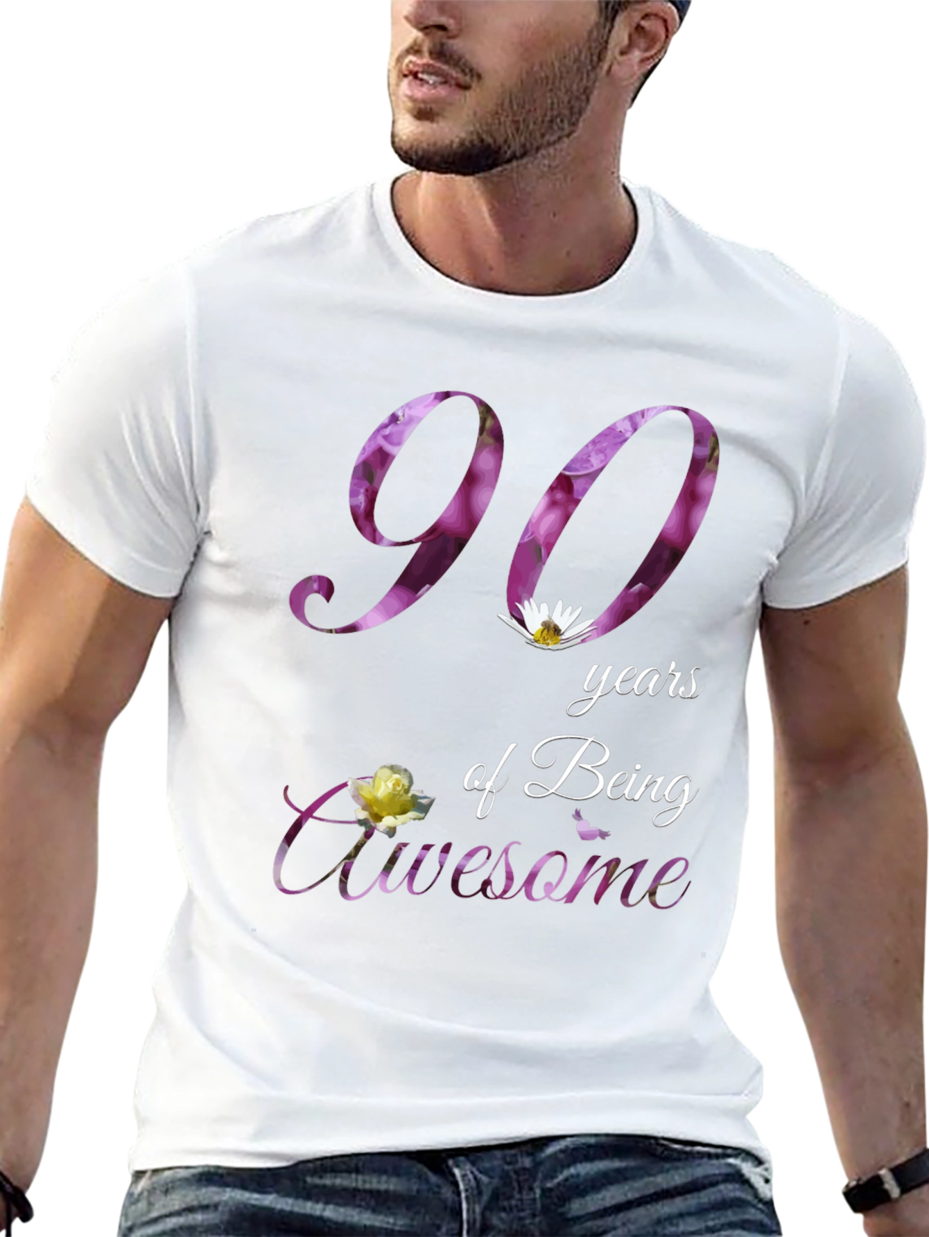 90 Years of Being Awesome Floral T-Shirt