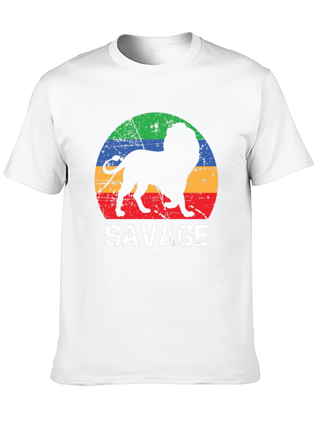 Mens Savage Lion Graphic Tee - Retro Style