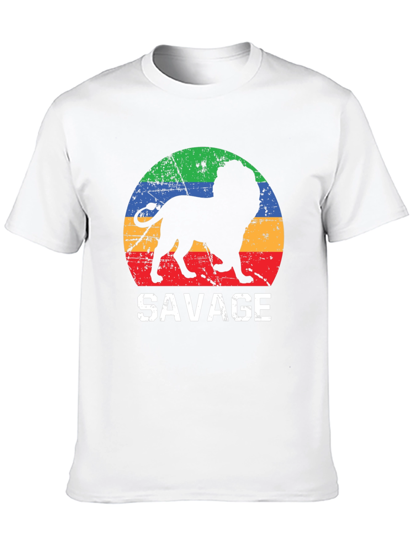 Mens Savage Lion Graphic Tee - Retro Style