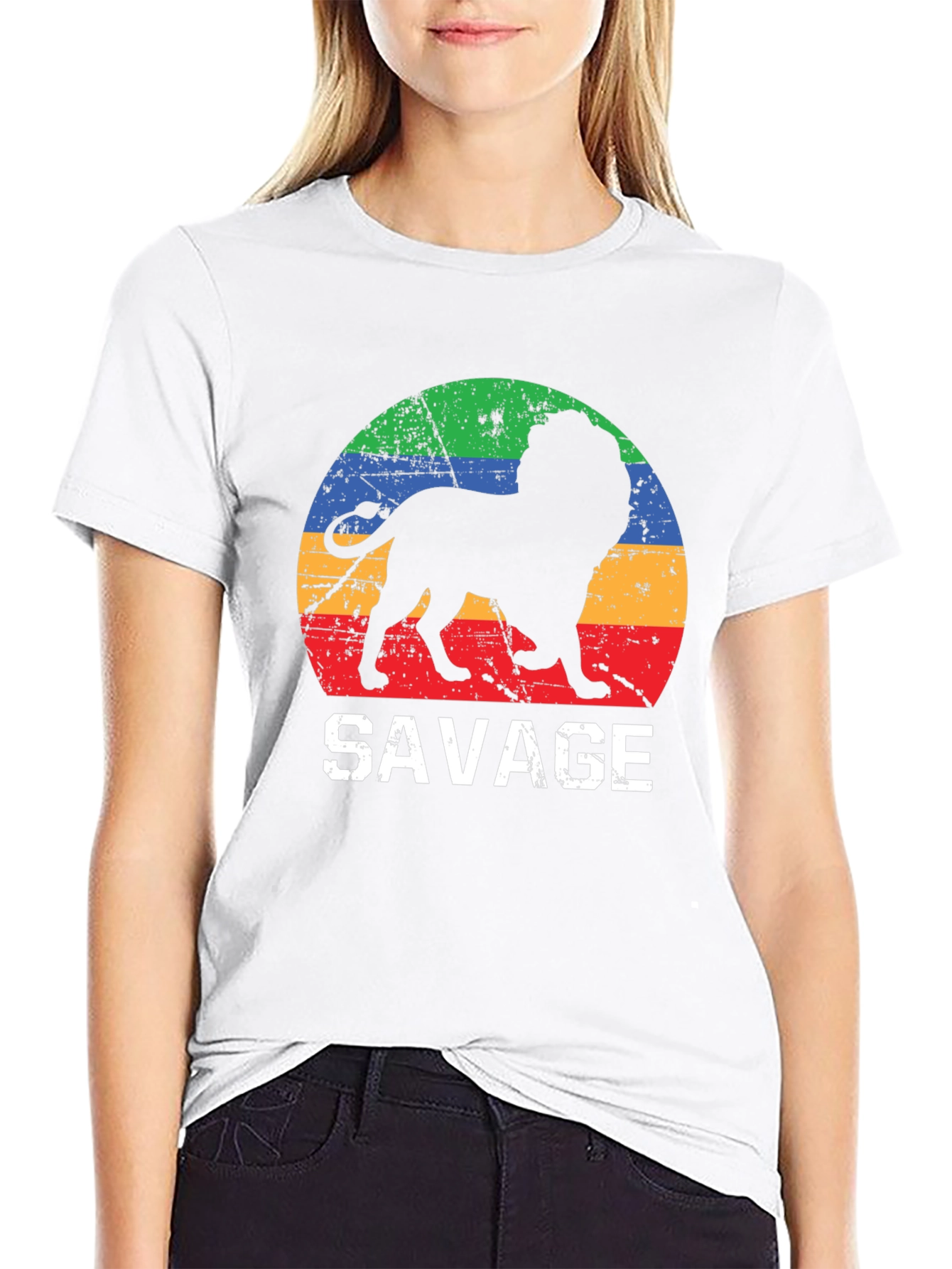 Mens Savage Lion Graphic Tee - Retro Style