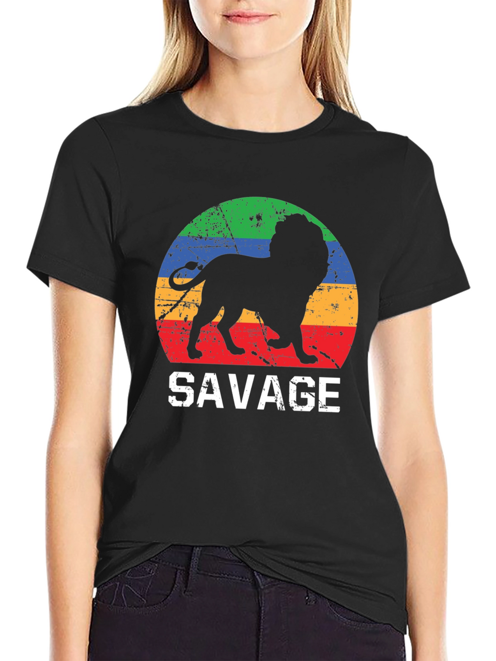 Mens Savage Lion Graphic Tee - Retro Style