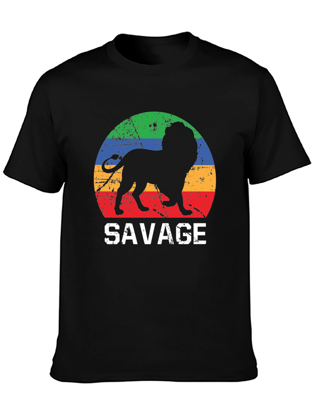 Mens Savage Lion Graphic Tee - Retro Style