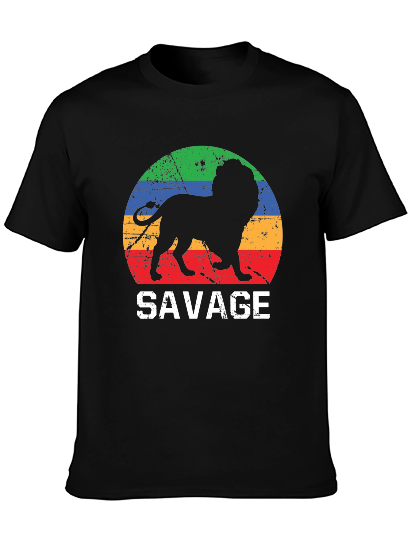 Mens Savage Lion Graphic Tee - Retro Style