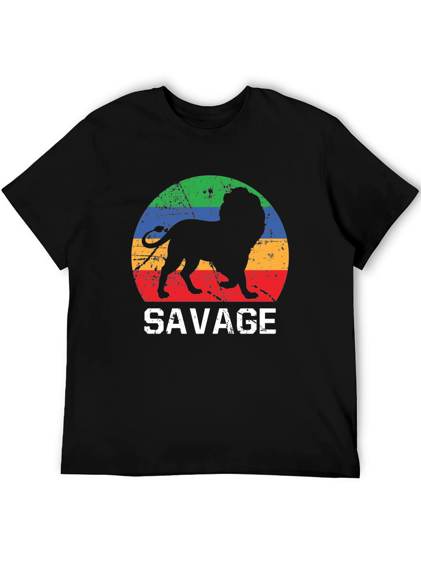 Mens Savage Lion Graphic Tee - Retro Style