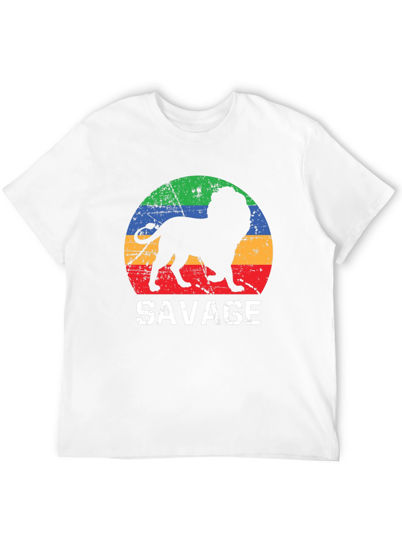 Mens Savage Lion Graphic Tee - Retro Style