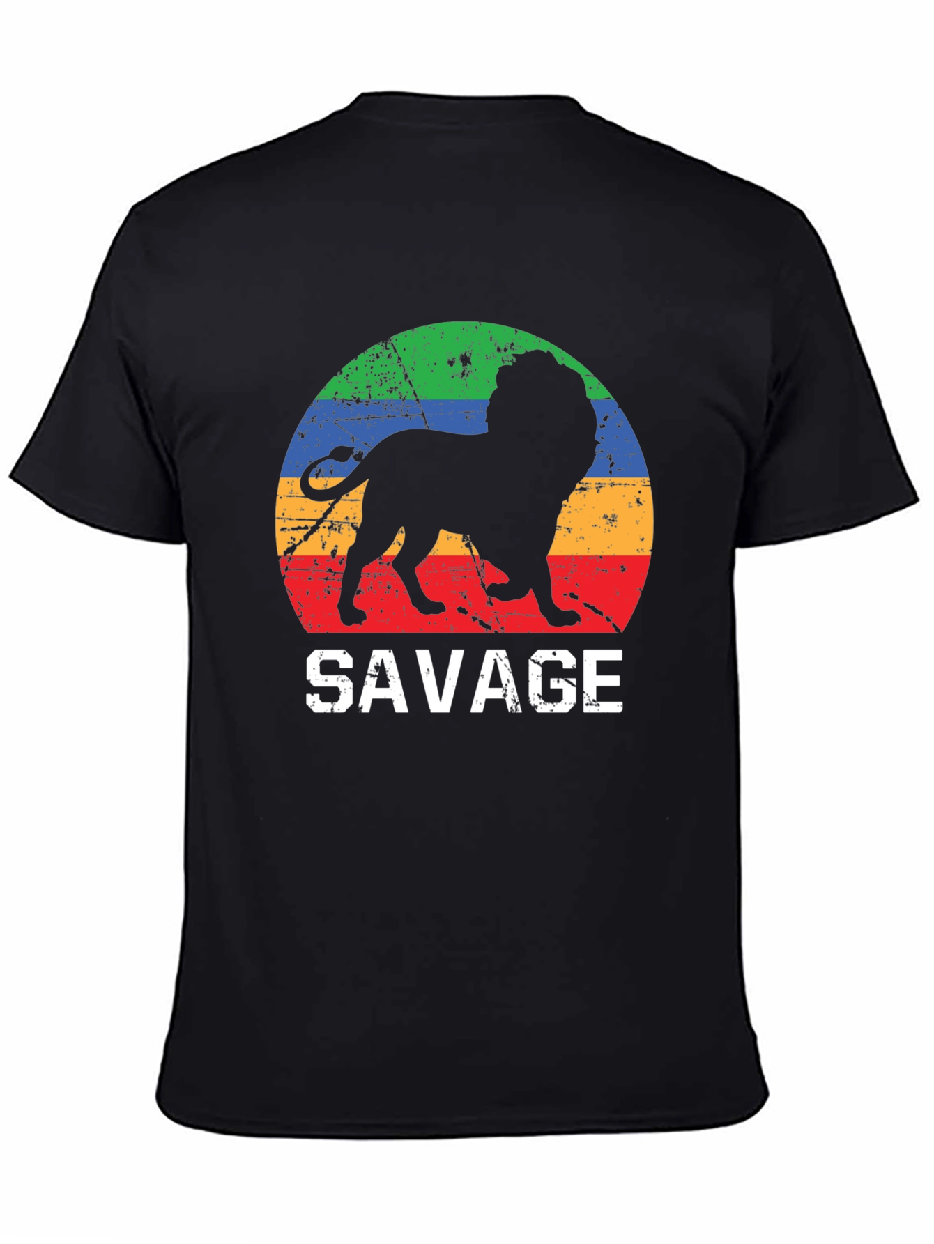 Mens Savage Lion Graphic Tee - Retro Style
