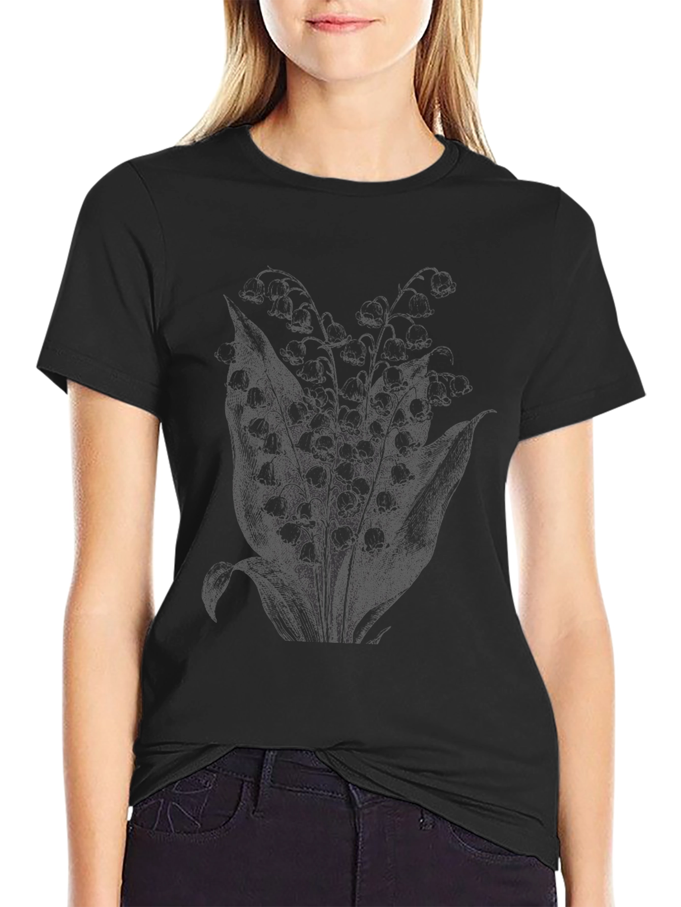Mens Black Floral Graphic Print Tee