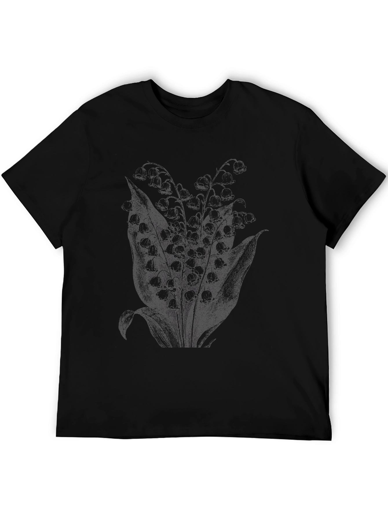 Mens Black Floral Graphic Print Tee
