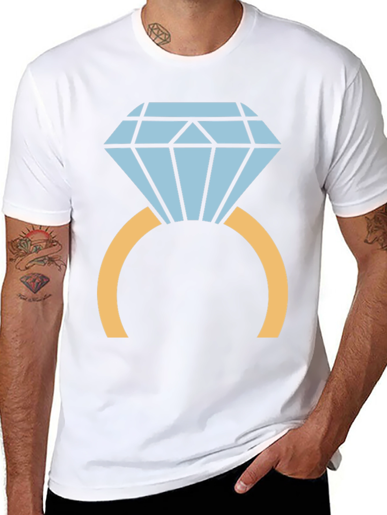Diamond Ring Graphic Tee - Stylish Black T-Shirt
