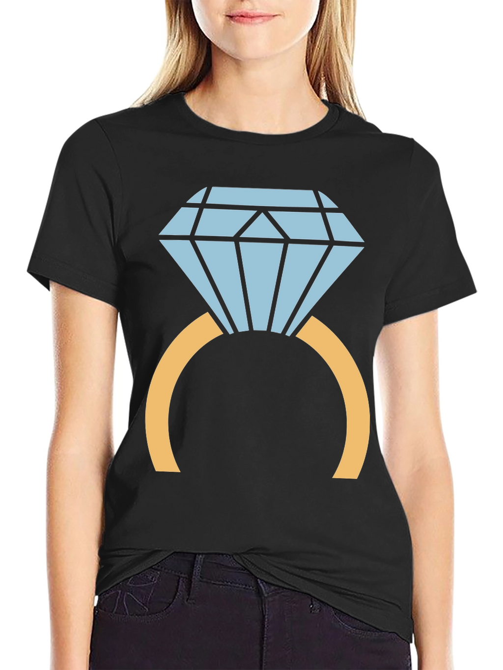 Diamond Ring Graphic Tee - Stylish Black T-Shirt