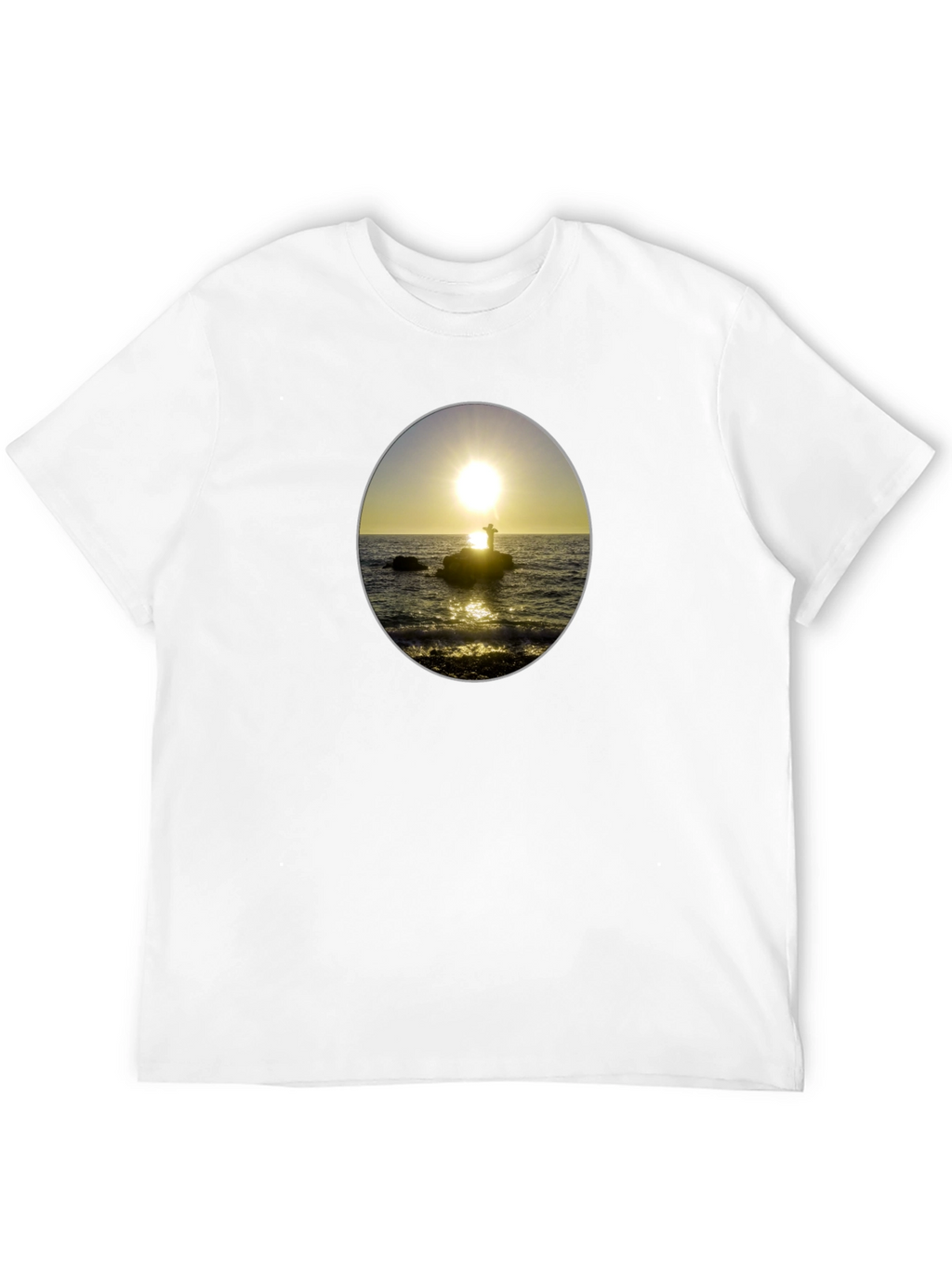 Sunset Seascape Graphic Tee - Black Casual T-Shirt