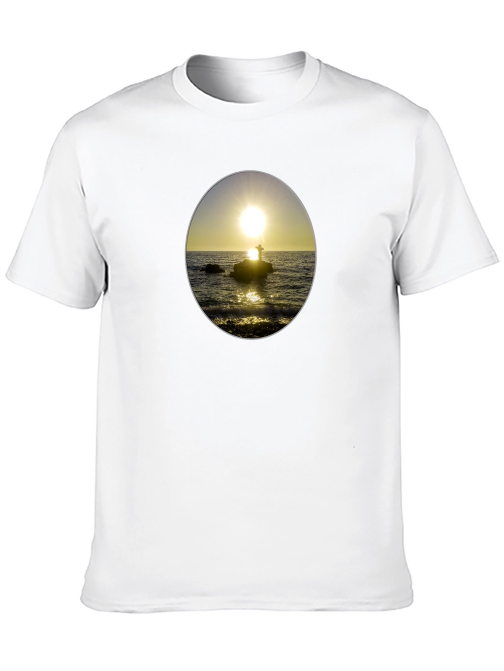 Sunset Seascape Graphic Tee - Black Casual T-Shirt