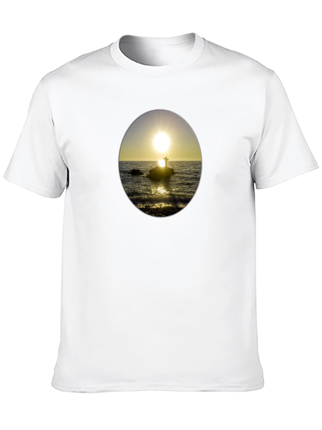Sunset Seascape Graphic Tee - Black Casual T-Shirt