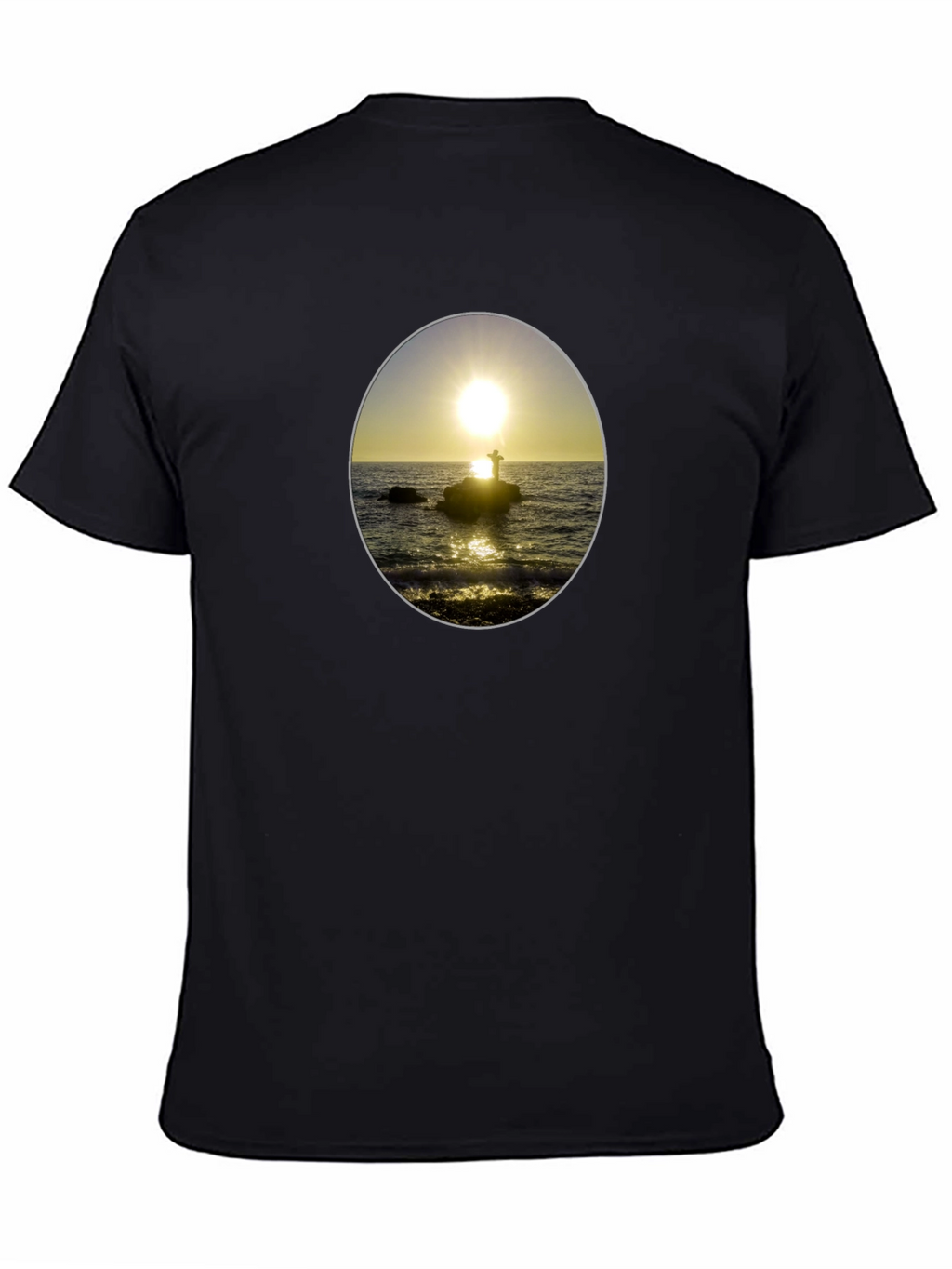 Sunset Seascape Graphic Tee - Black Casual T-Shirt