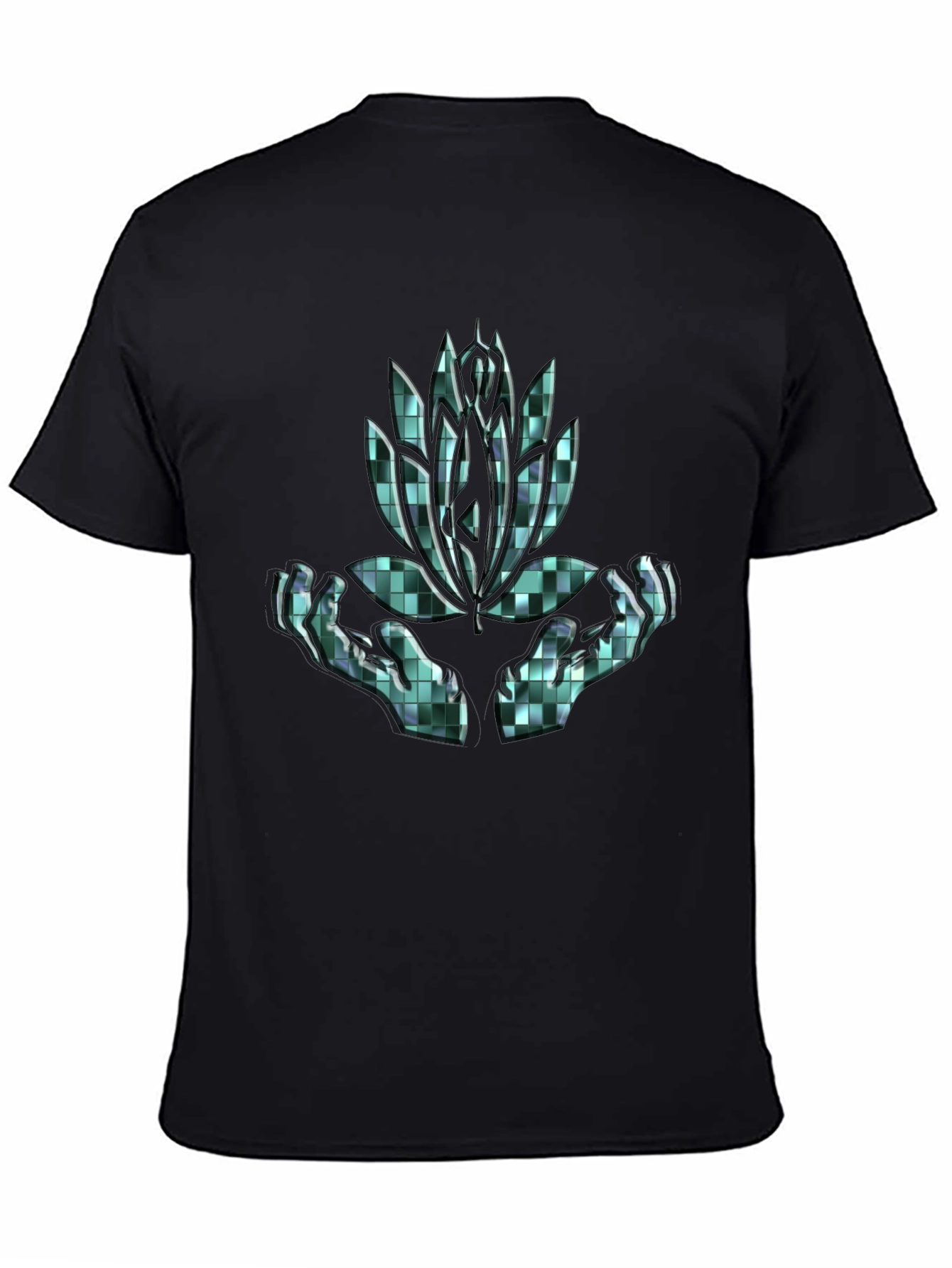 Lotus Hands Graphic Tee - Black Cotton Comfort