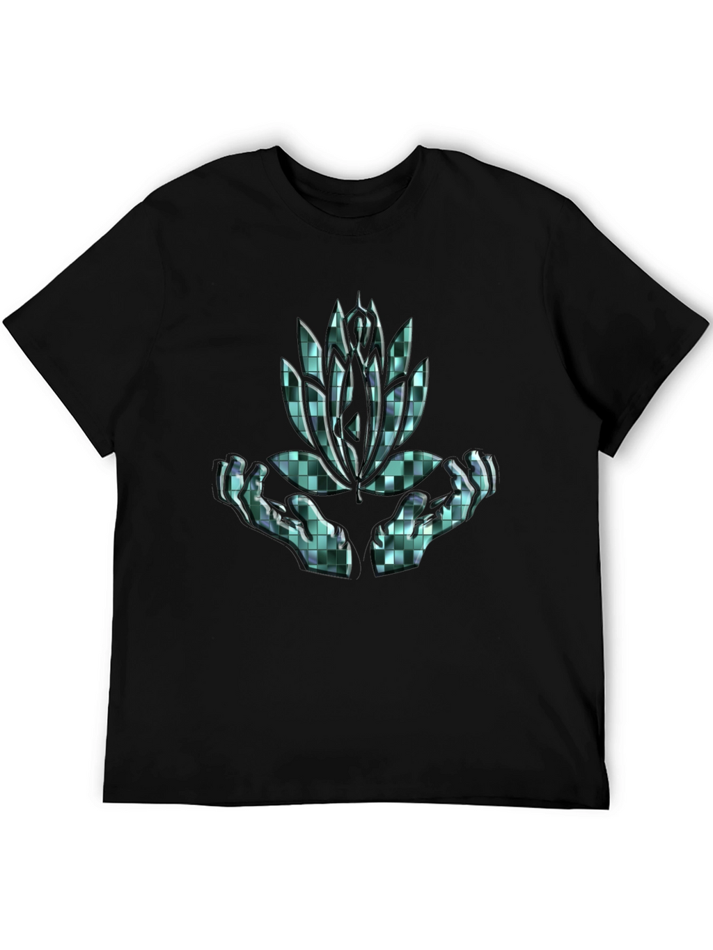 Lotus Hands Graphic Tee - Black Cotton Comfort