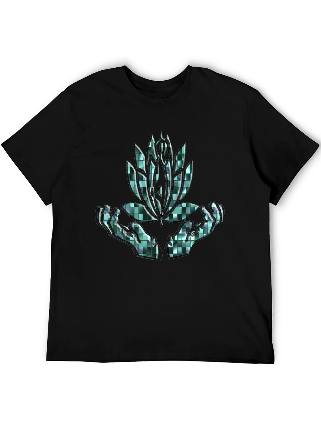 Lotus Hands Graphic Tee - Black Cotton Comfort