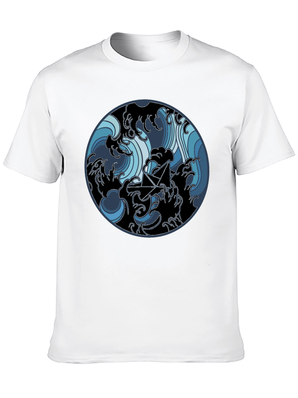 Paper Boat in Waves Graphic Tee - Black