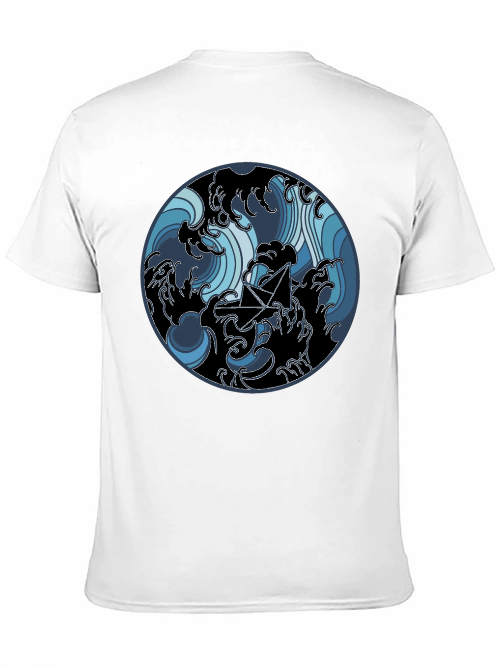 Paper Boat in Waves Graphic Tee - Black