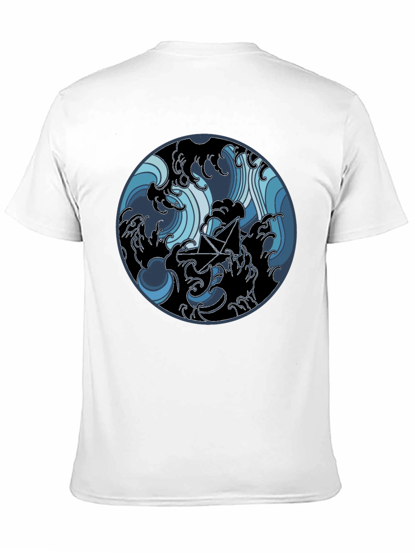 Paper Boat in Waves Graphic Tee - Black