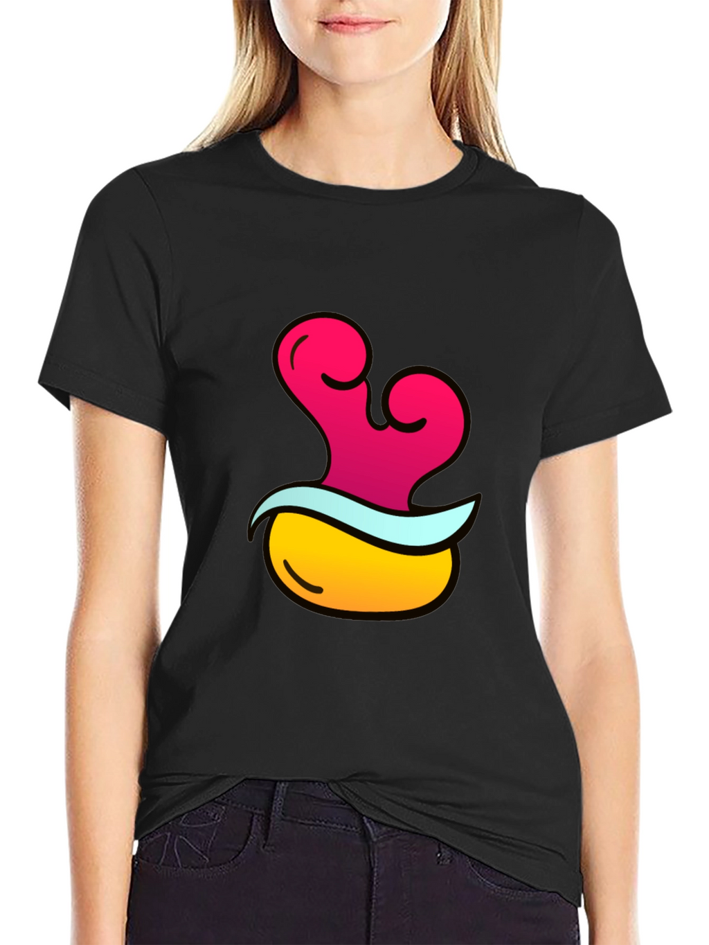 Funky Black T-Shirt with Cartoon Graphic