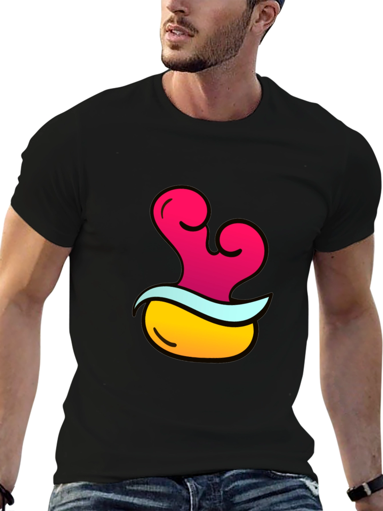Funky Black T-Shirt with Cartoon Graphic