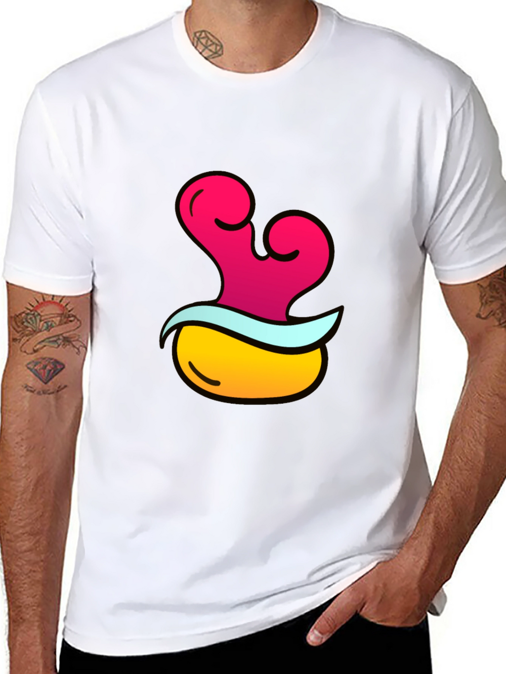 Funky Black T-Shirt with Cartoon Graphic