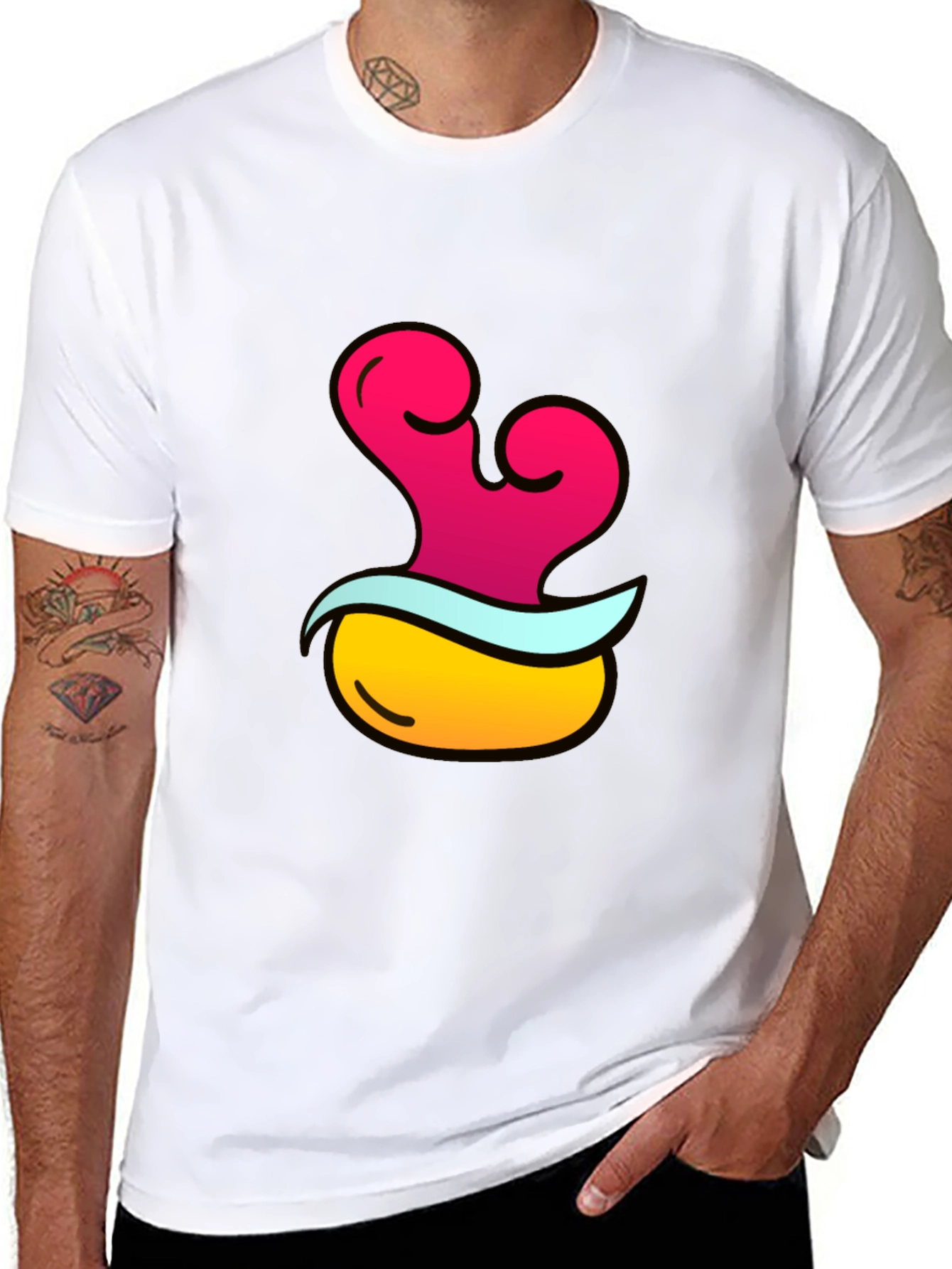 Funky Black T-Shirt with Cartoon Graphic