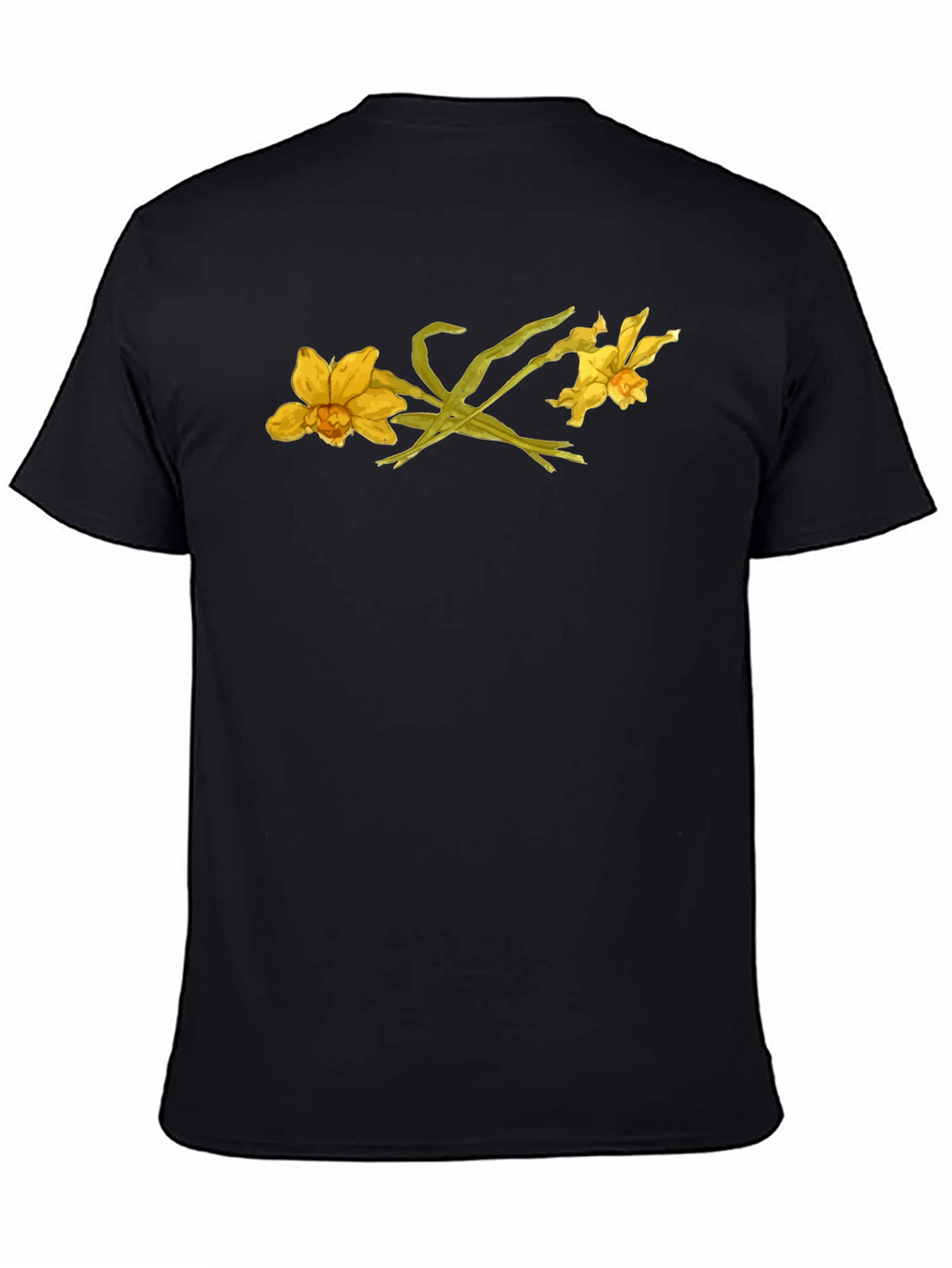 Floral Graphic Black T-Shirt - Daffodil Design