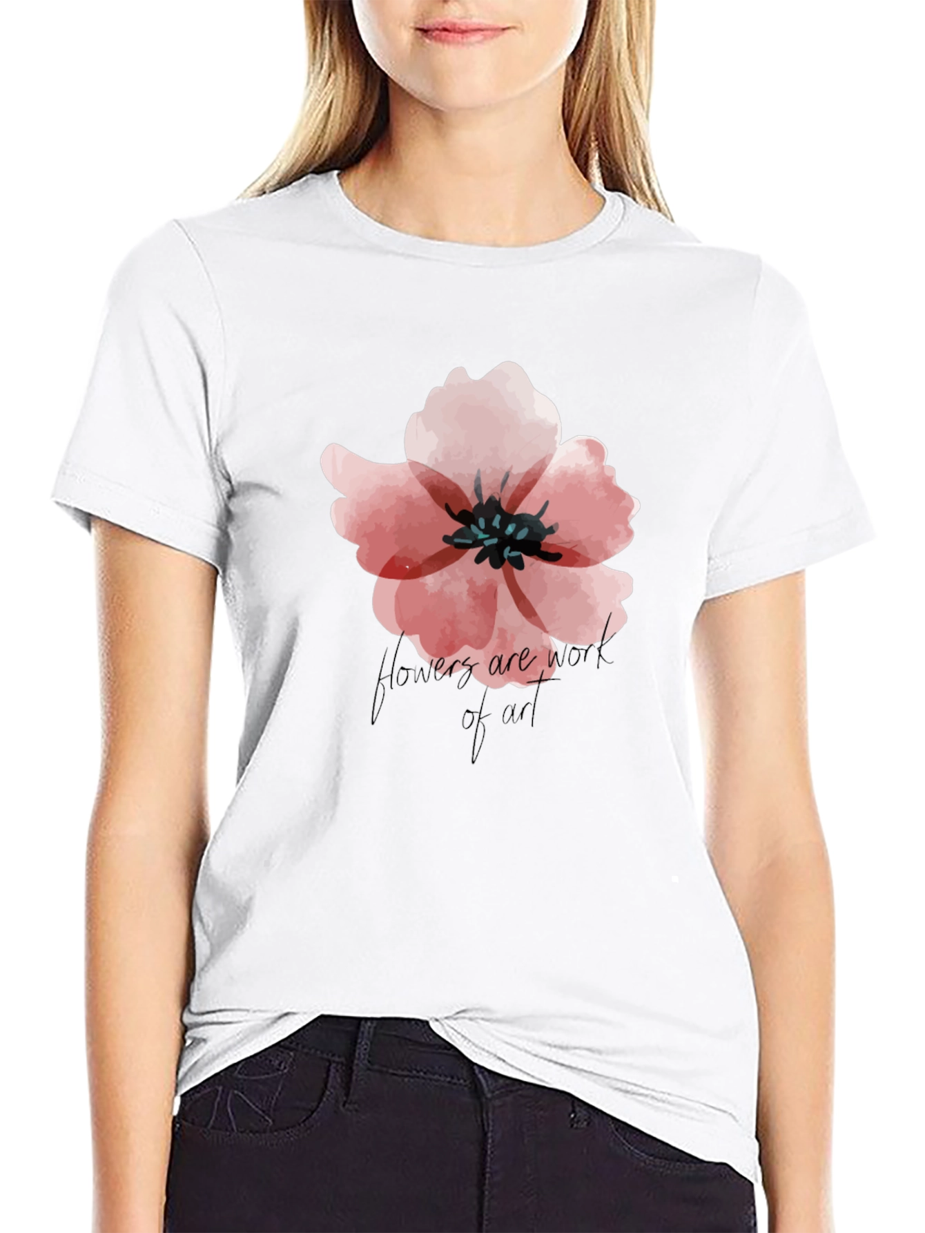 Floral Graphic Black T-Shirt - Flowers Are Art