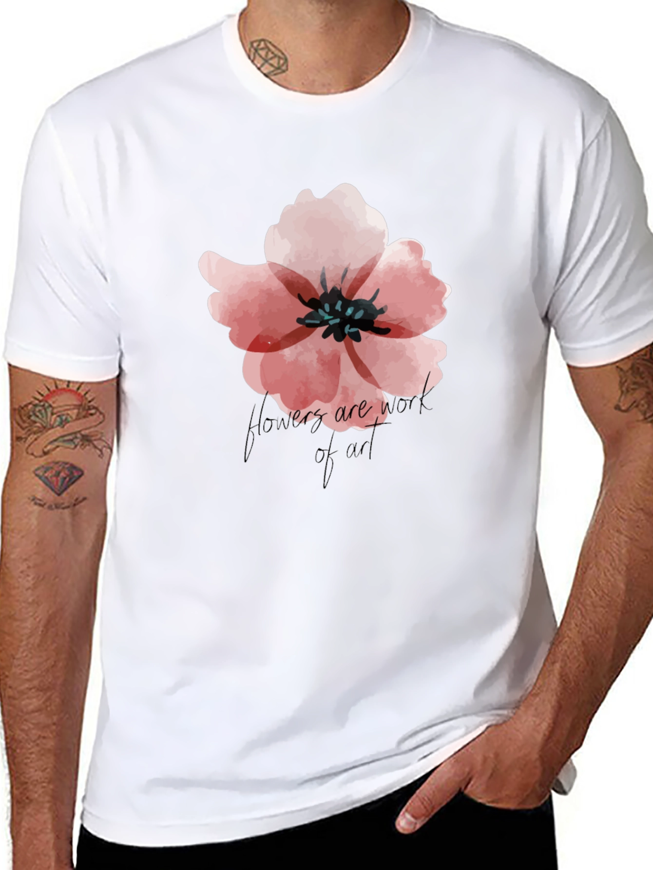 Floral Graphic Black T-Shirt - Flowers Are Art