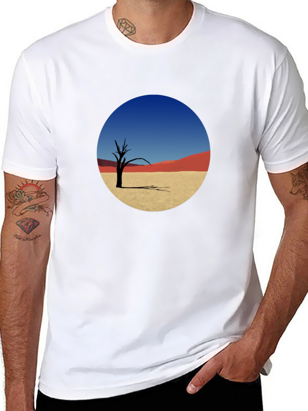 Desert Landscape Graphic Tee - Unique Mens Black T-Shirt
