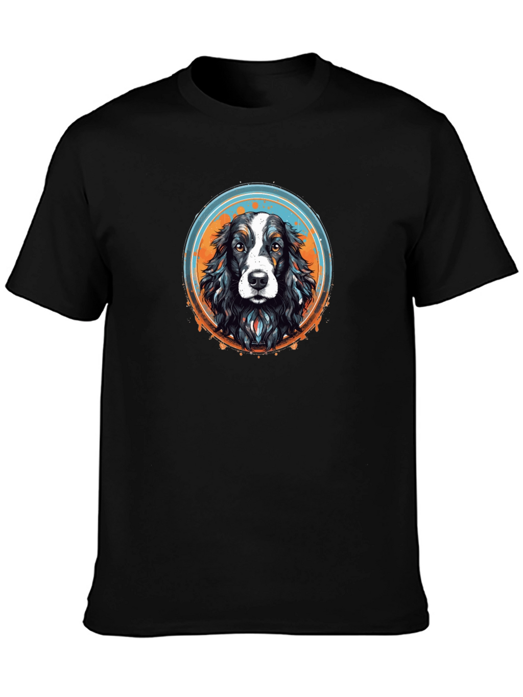 Dog Graphic T-Shirt - Black Crew Neck