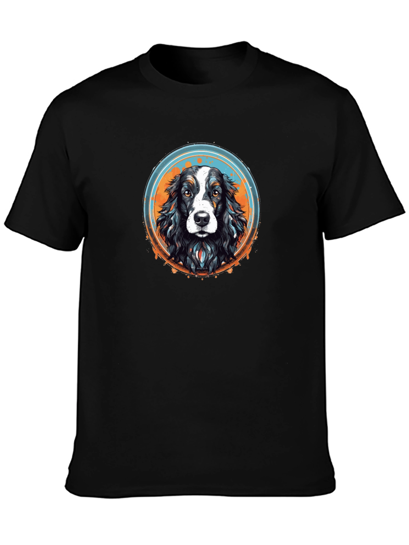 Dog Graphic T-Shirt - Black Crew Neck