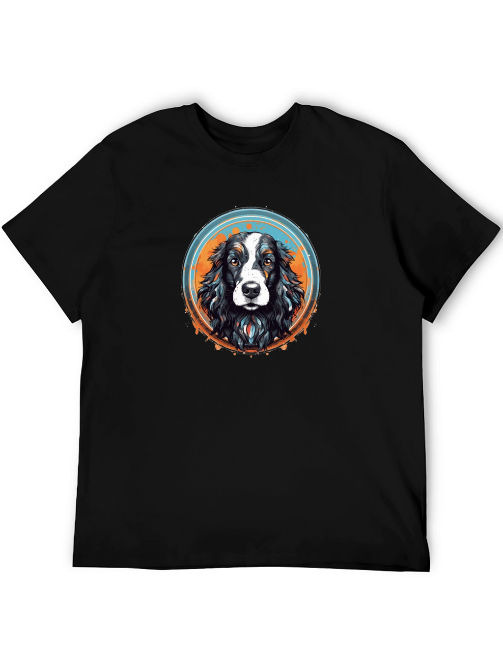 Dog Graphic T-Shirt - Black Crew Neck