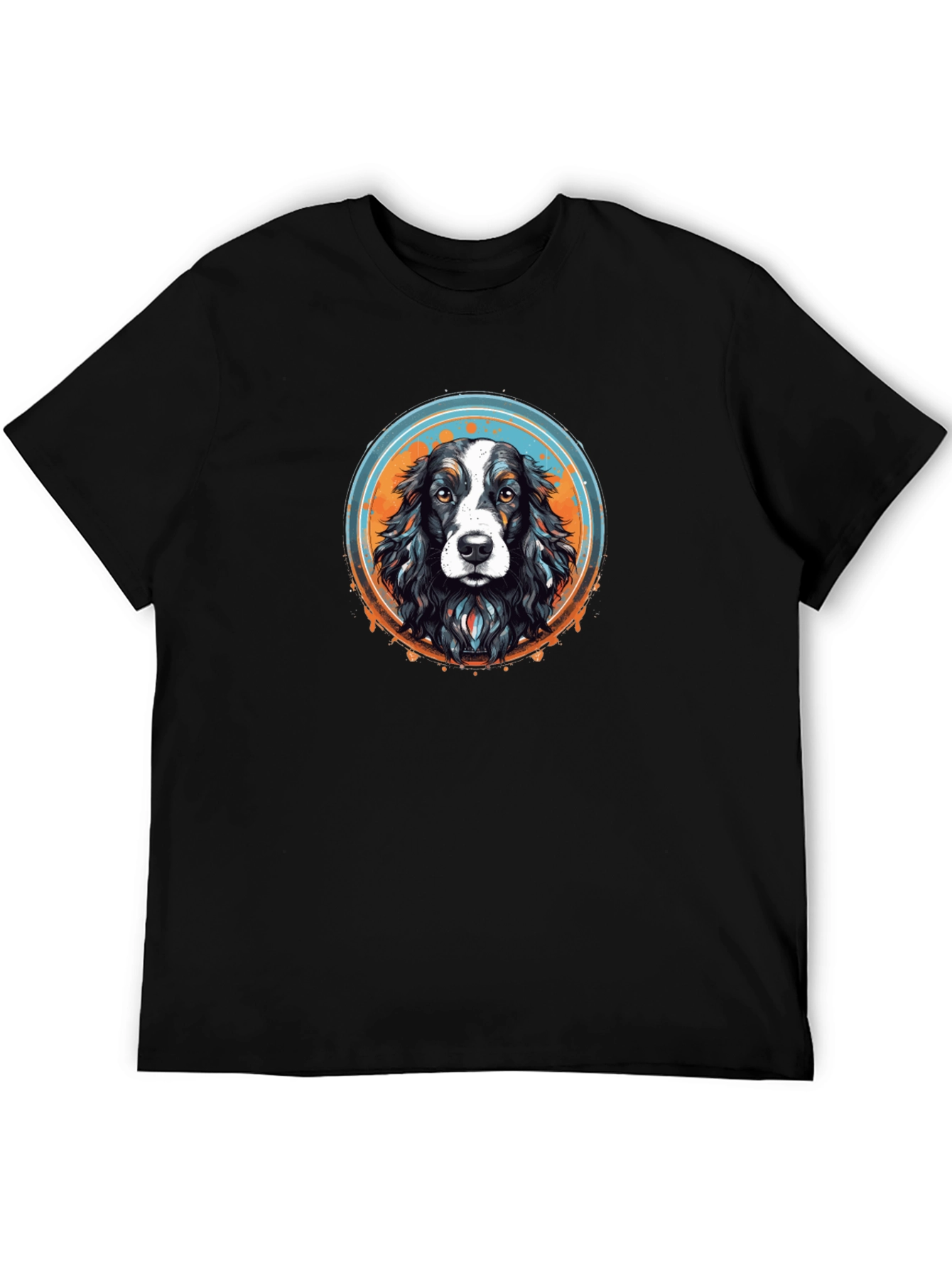 Dog Graphic T-Shirt - Black Crew Neck