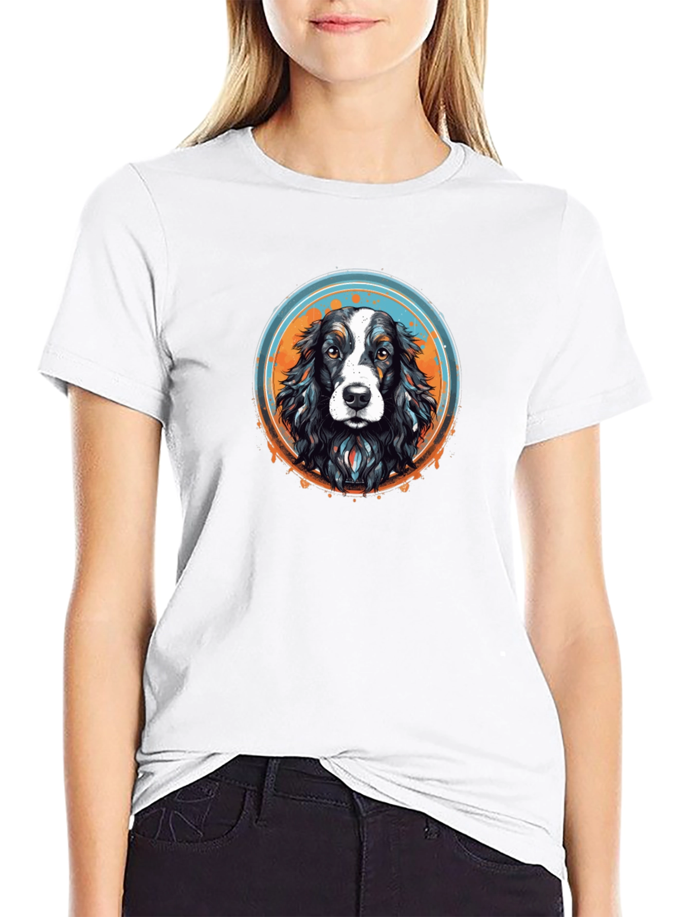 Dog Graphic T-Shirt - Black Crew Neck