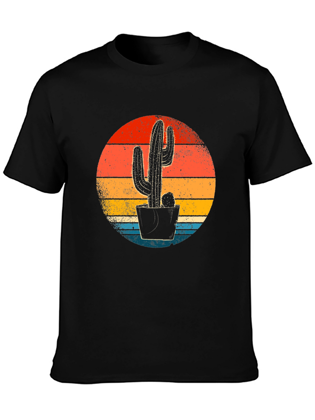Retro Sunset Cactus Graphic Tee - Desert Vibes