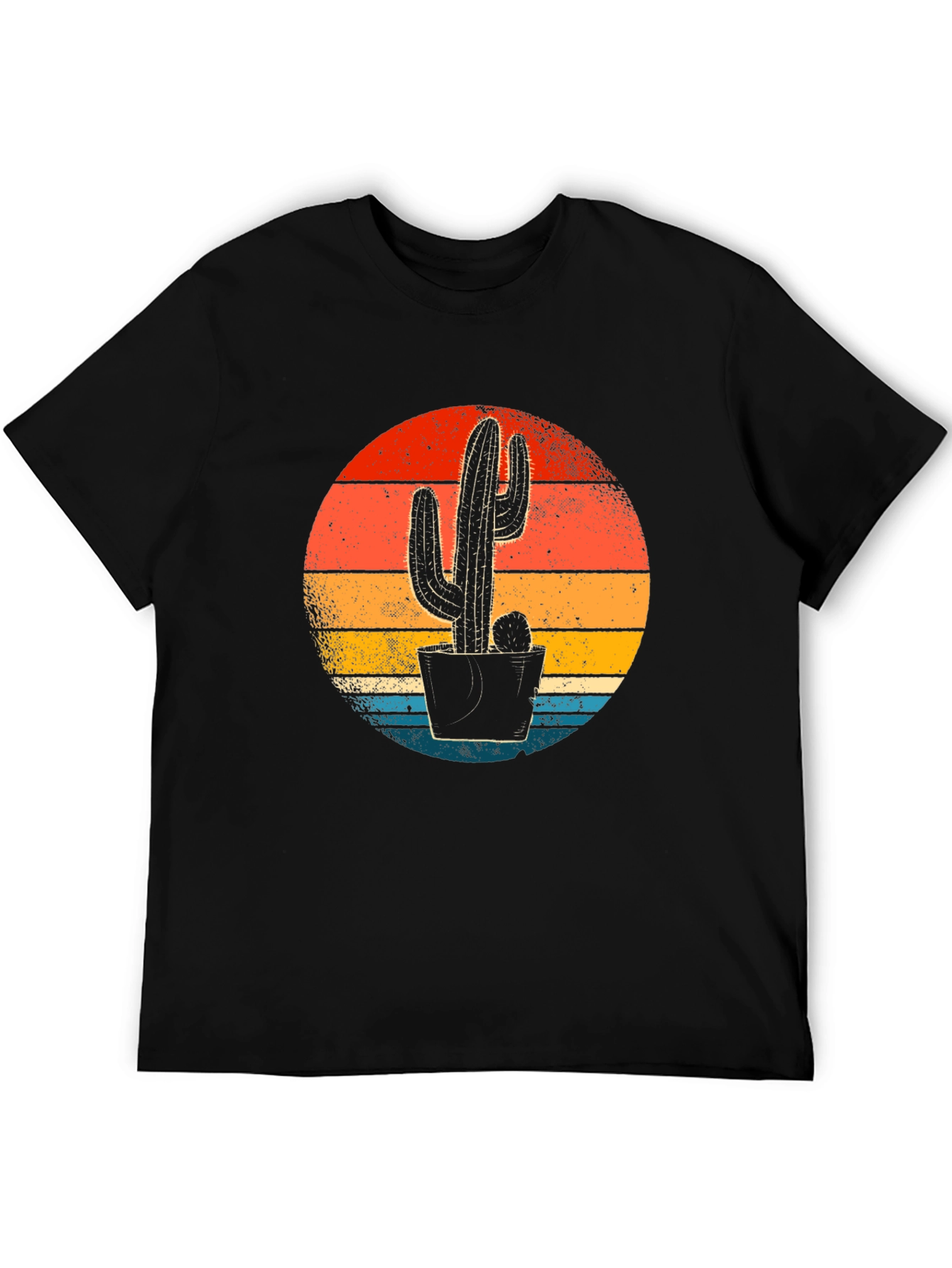 Retro Sunset Cactus Graphic Tee - Desert Vibes