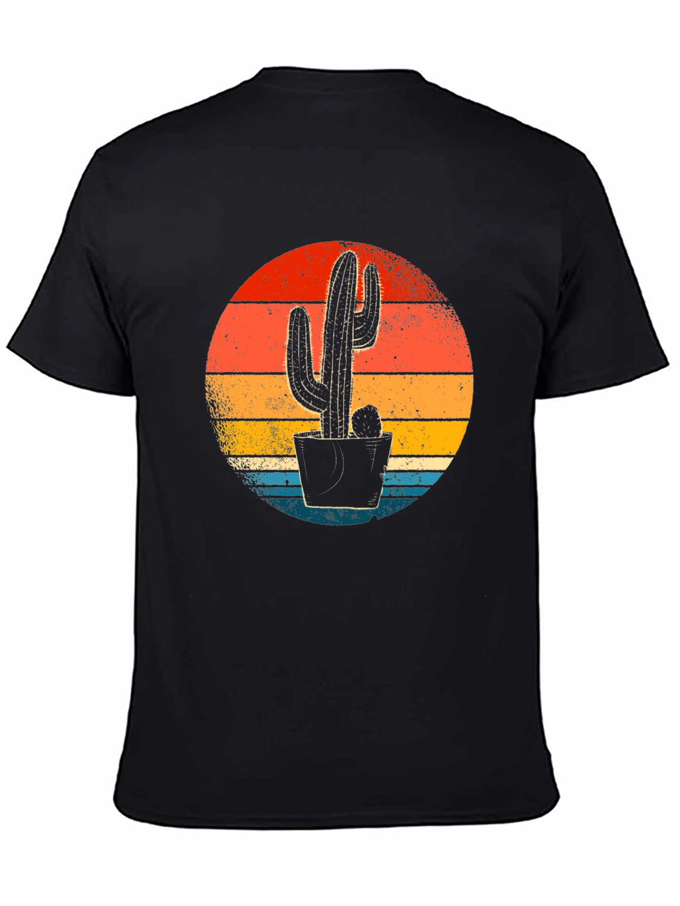 Retro Sunset Cactus Graphic Tee - Desert Vibes