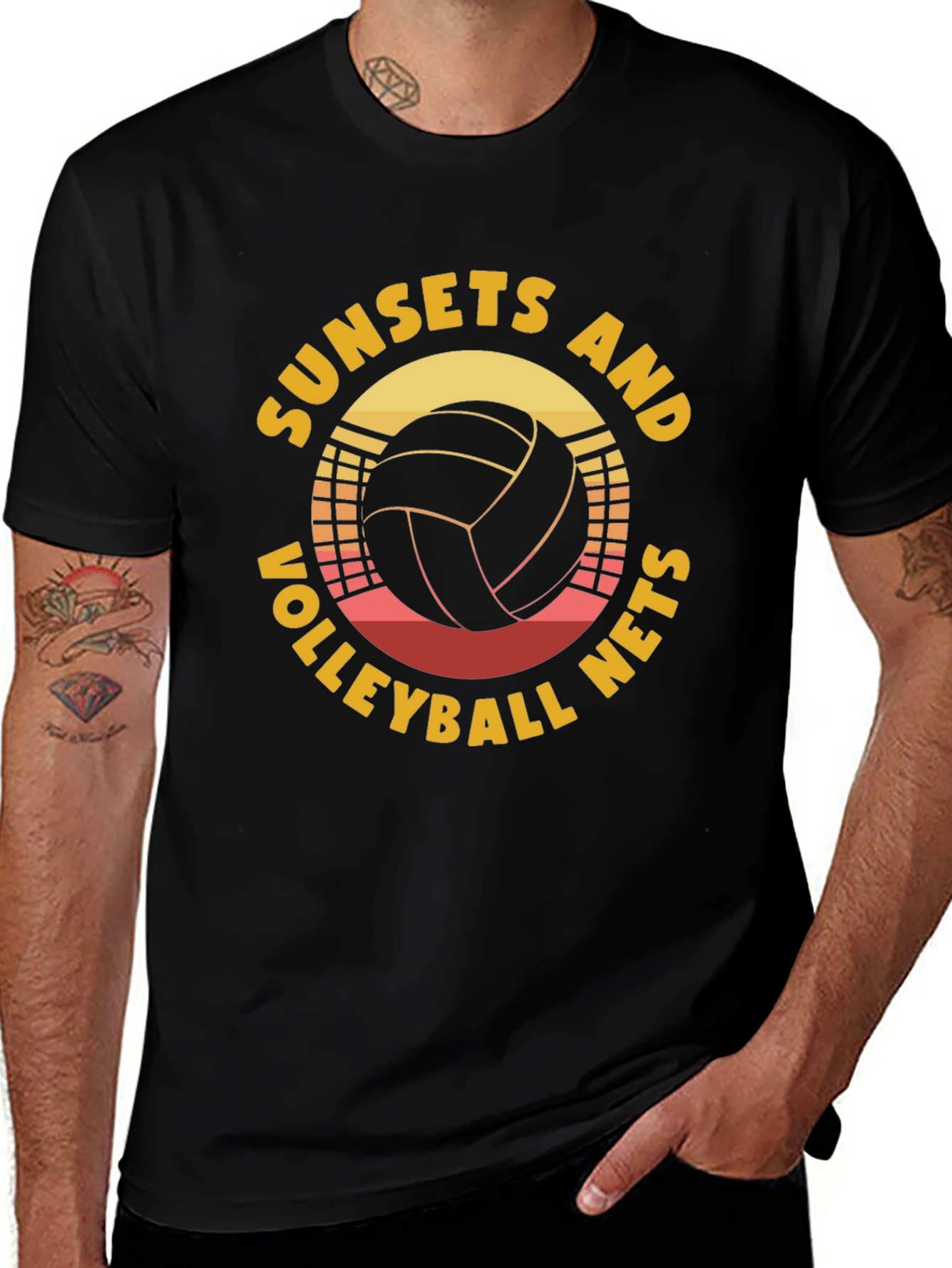 Sunset Volleyball Nets Graphic T-Shirt