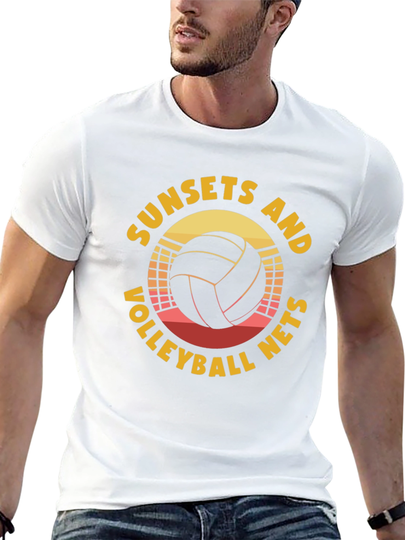 Sunset Volleyball Nets Graphic T-Shirt