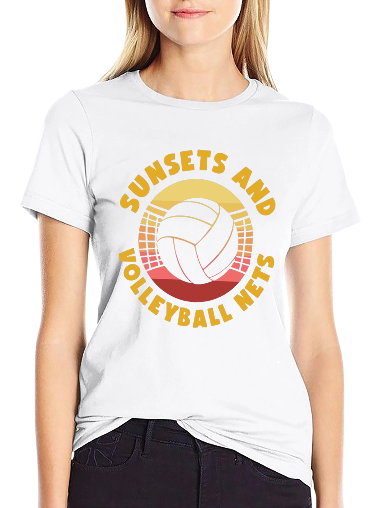 Sunset Volleyball Nets Graphic T-Shirt