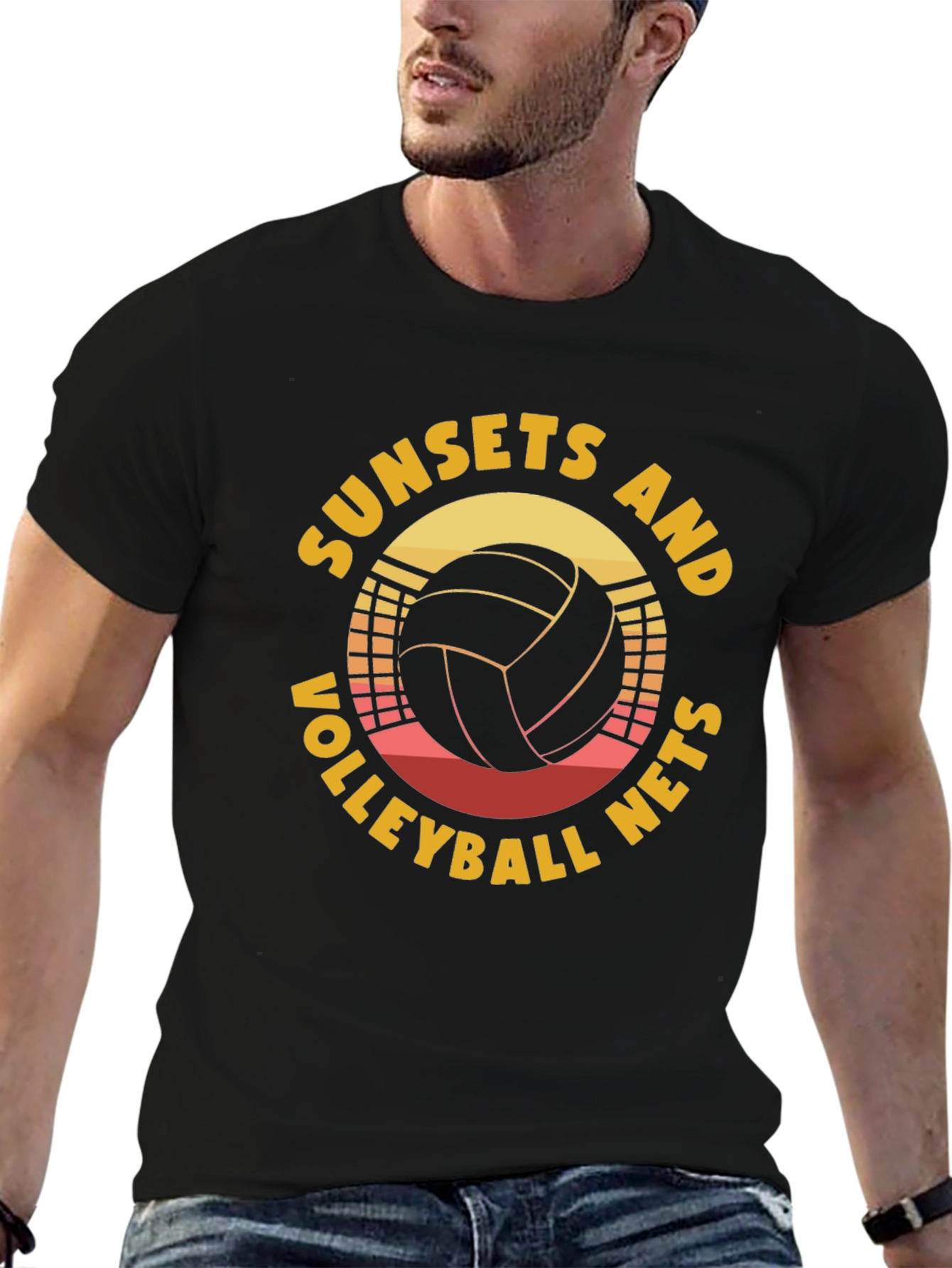 Sunset Volleyball Nets Graphic T-Shirt