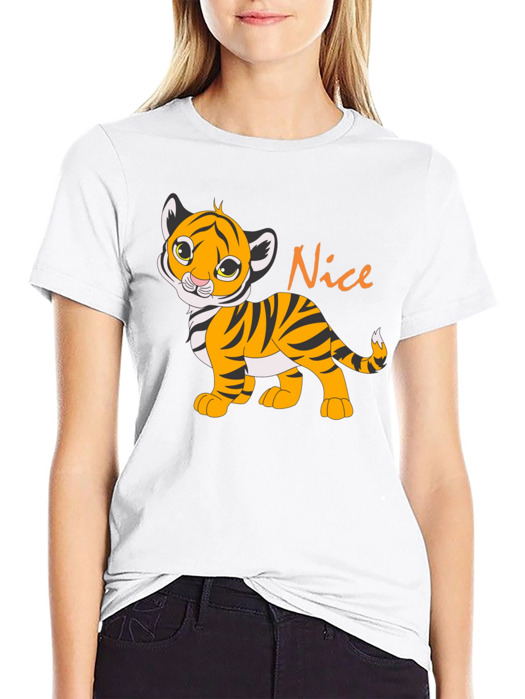 Cute Tiger Cub Nice Graphic T-Shirt - Black