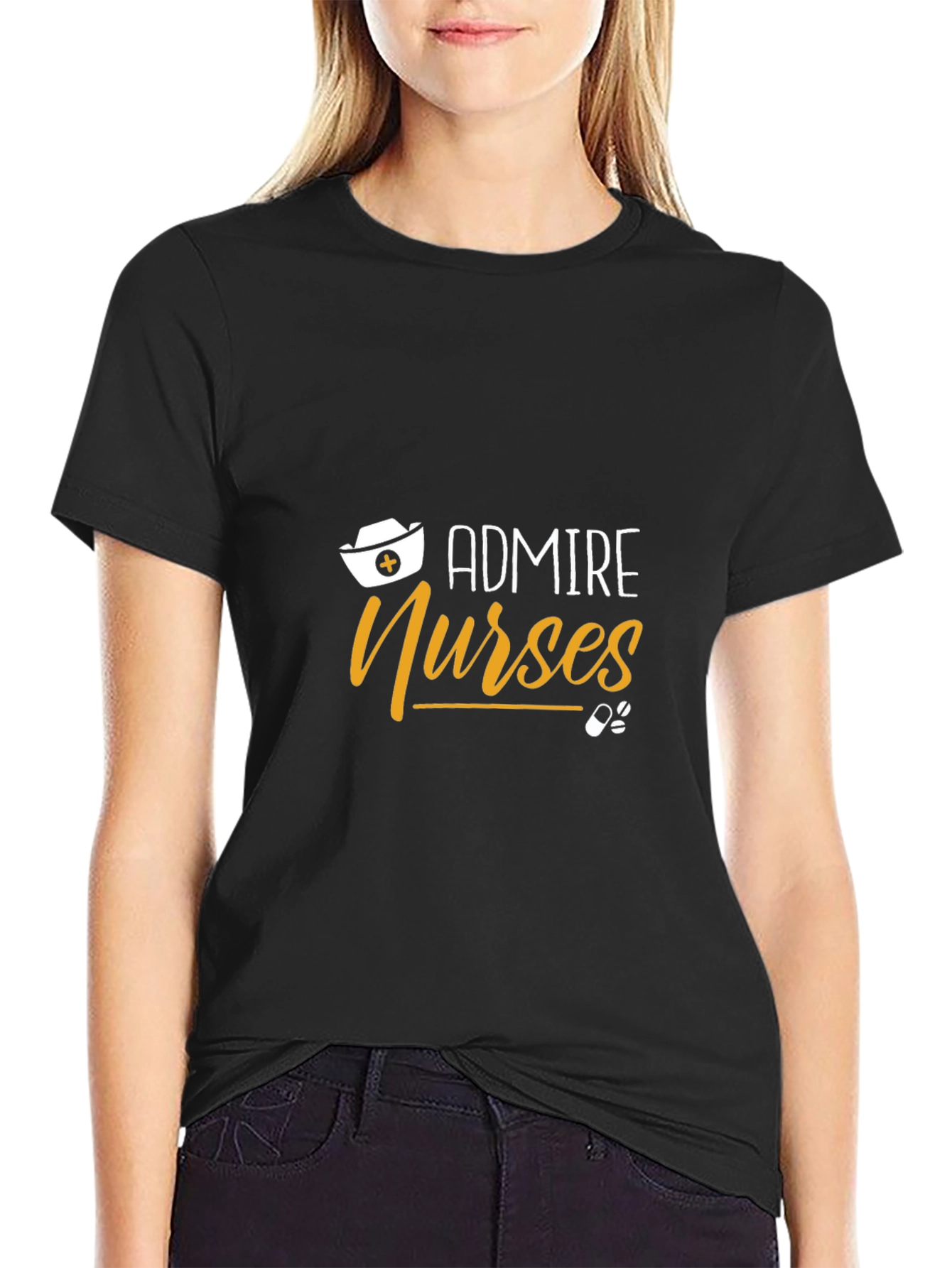 Admire Nurses Graphic Tee - Black